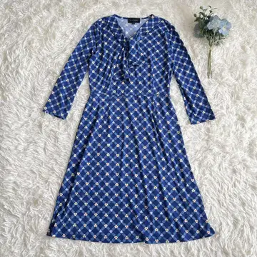 TALBOTS 보타이 미니 꽃무늬 원피스 블루 스트레치 S 사이즈