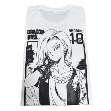 드래곤볼 MENS 인조인간 18호 화이트 흰색 T셔츠 XL