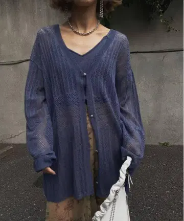 2WAY SHINE MESH KNIT TOP 블루