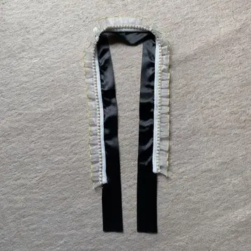 와소우 겹침 깃 화이트 레이스 펄 장식