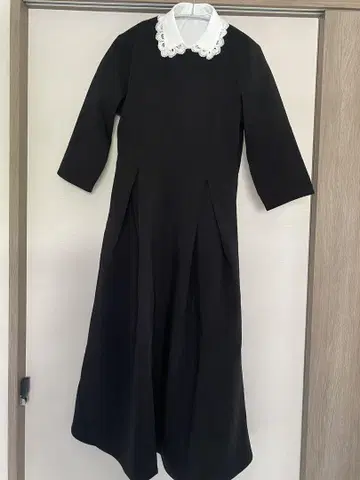 스마일 오키드 탈착식 옷깃 롱 기장 원피스 블랙 포멀 M