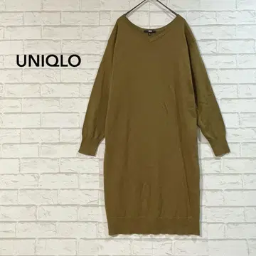 UNIQLO 메리노 블렌드 V넥 니트 원피스 (M) 넉넉한 핏, 릴랙스