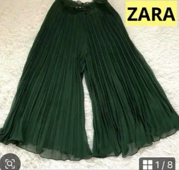 [ ZARA ] 자라 다크 그린 플리츠 가우초 팬츠 와이드 팬츠