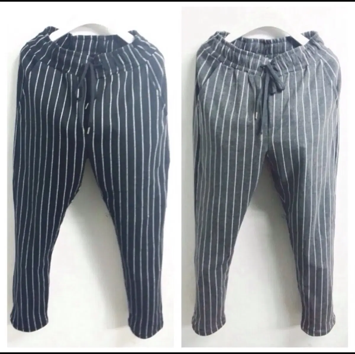 Bunto striped banded pants with 2 collars