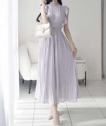 [ mily bilet ] 플리츠 가공 시어 프릴 원피스