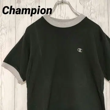 챔피온 Champion 티셔츠 링거 티 자수 원포인트 로고 블랙