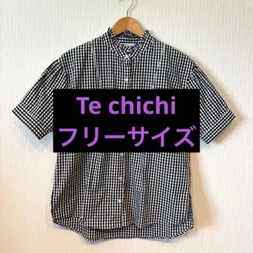 여성용 Te chichi 깅엄 체크 하이넥 셔츠 반팔