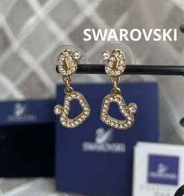 Swarovski 하트 모티브 골드 크리스탈 귀걸이 상자, 보증서 포함