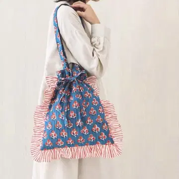 인도 블록 프린트 프릴 토트백