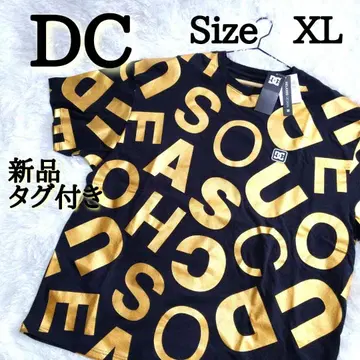 택 포함 새상품 DC 디씨 로고 올 패턴 티셔츠 골드 XL