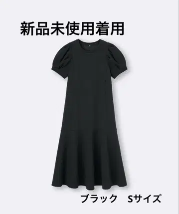미사용 새상품 완판템 GU 볼륨 슬리브 원피스 S 블랙