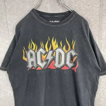 밴드 뮤직 ACDC 파이어 프린트 티셔츠
