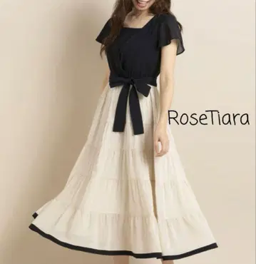 RoseTiara 반팔 티어드 롱 원피스 42
