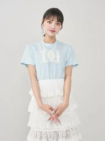 다리치 퀼팅 아플리케 비쥬 T셔츠 색스
