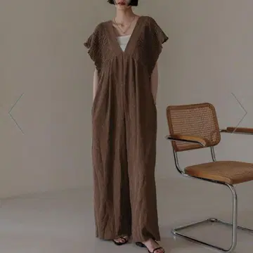 새상품 LOWRYS FARM 요류 셔링 살로펫 브라운 L