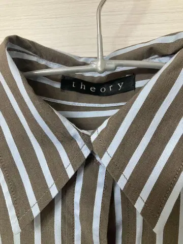 theory 스트라이프 긴팔 셔츠 브라운 라이트 블루