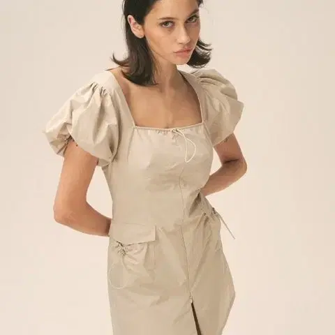 ★GLOWNY★ DETROIT PUFF DRESS SAND GY23BOP012 DETROIT PUFF DRESS (SAND) - GLOWNY