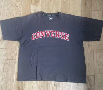 CONVERSE 자수 로고 T셔츠 그레이