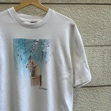 90s 캐나다제 루이가노 티셔츠 아트 프린트 화이트 vintage