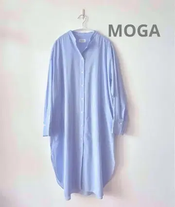 MOGA 모가 코튼 보일 블라우스 롱 셔츠 원피스
