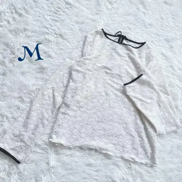 [빈티지] 백리본 레이어드 블라우스 셔츠 M 페미닌 화이트
