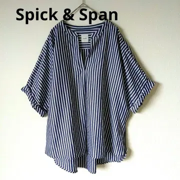 Spick & Span 스키퍼 셔츠 스트라이프 파랑 프리 사이즈
