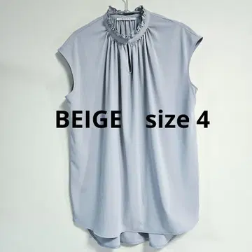 [ BEIGE ] 프릴 넥 슬리브리스 티셔츠 블라우스 M