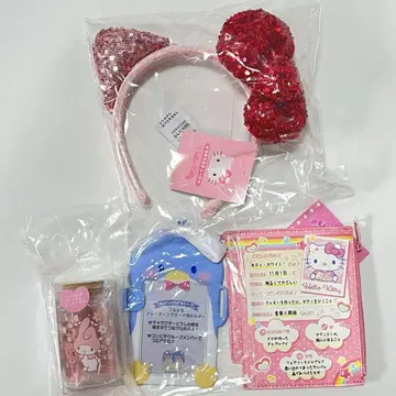 산리오 감사팩 키티 반짝이 머리띠 미니 파우치 카드 홀더