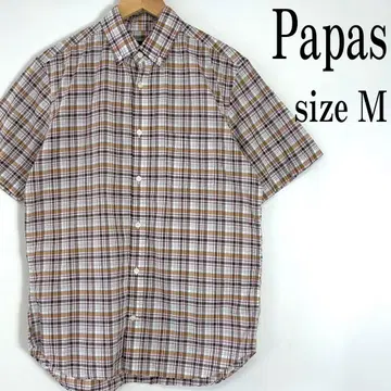 Papas 파파스 반팔 체크 셔츠 M
