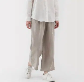 MUJI 린넨 워싱 이지 와이드 팬츠 컬러 아이보리 사이즈 S