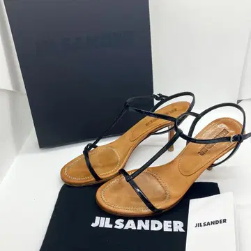 질 샌더 JILSANDER 샌들 가죽 스트랩 블랙 박스 포함