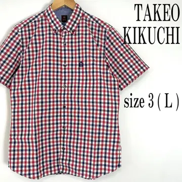 [새상품급] TAKEO KIKUCHI 다케오 키쿠치 반팔 체크 셔츠 L