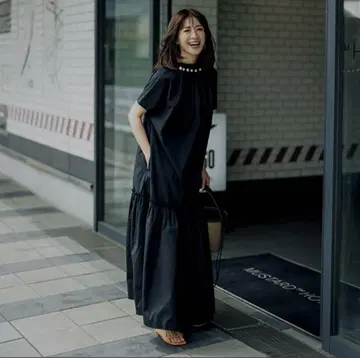 펄 롱 티어드 원피스 시크릿 트로피 네이비 38