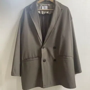 DISCOAT 브라운 더블 브레스트 체스터 코트