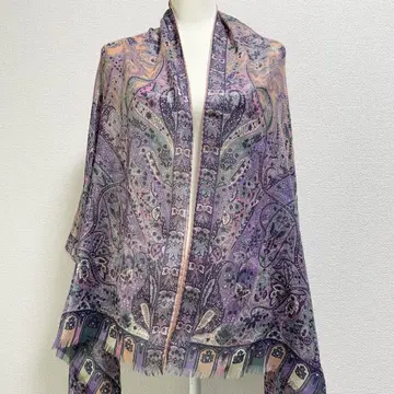 ETRO 에트로 대형 스톨 머플러 핑크 퍼플 라메 페이즐리