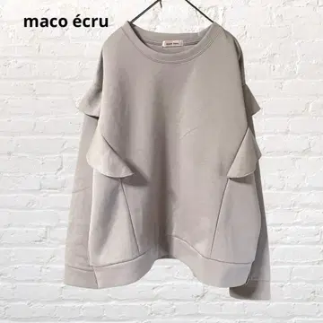 maco 에크루 프릴 맨투맨 트레이너 연보라 L 구제 의류