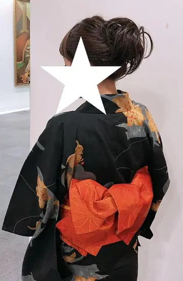 여성용 유카타 쓰쿠리오비 세트 프리 사이즈