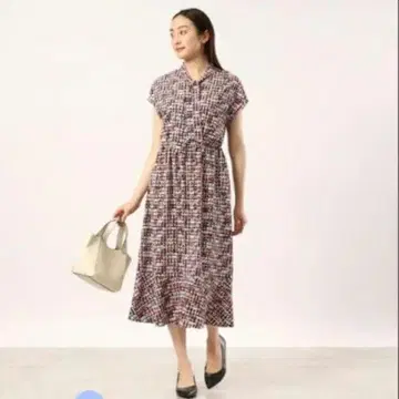 컨디션 최상 언타이틀 롱 원피스 기하학 패턴 보타이 최근 모델 2 고급