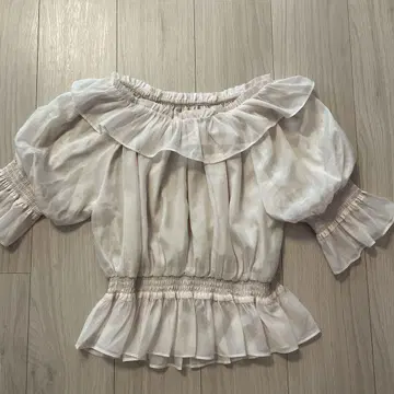 피 시어 프릴 풀오버 블라우스 핑크