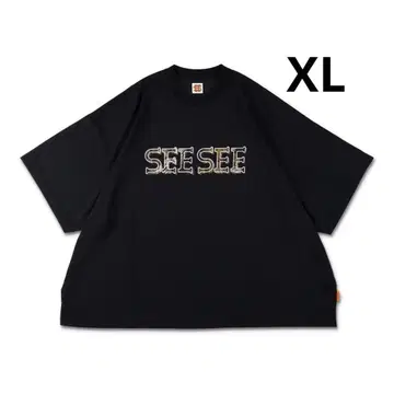 [미사용 새상품] SEE SEE 슈퍼 빅 플랫 테크 T셔츠 블랙 x 1
