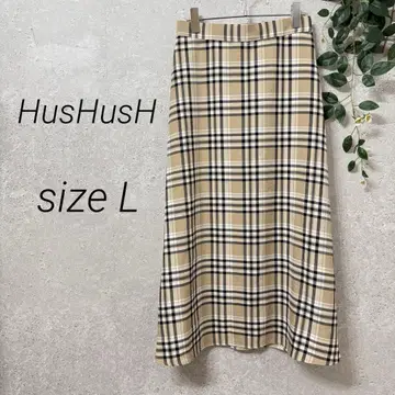 HusHusH 허쉬아쉬 베이지 타탄 체크 롱 스커트
