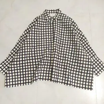 25SS 유나이티드 애로우즈 린넨 체크 돌먼 셔츠