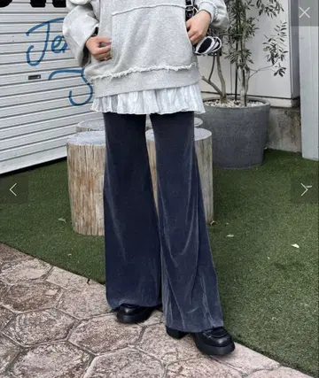 kastane 튤 벨로아 가공 팬츠