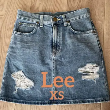 Lee 데님 스커트 라이트 블루 데미지 가공
