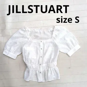 233 JILLSTUART 화이트 깅엄 체크 반팔 블라우스 S