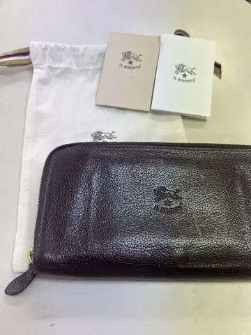 새상품 일비종떼 대용량 천연 가죽 지갑 캐러멜 브라운