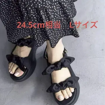 르탈론 리본 샌들 블랙 통굽 새상품급 L 사이즈