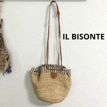 IL BISONTE 일비종떼 숄더 라피아 바스켓백 이탈리아제