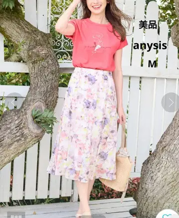 새상품급 [anysis 애니시스] 플라워 프린트 쉬폰 롱 스커트 M