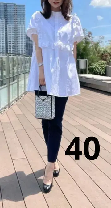 요코짱 40 프릴 트림 블라우스